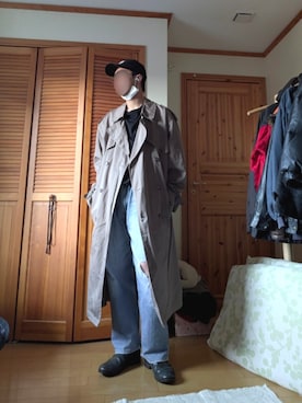 「usedのアイテム（トレンチコート、ベージュ系）」を使った、shunさん（メンズ・177cm）の春コーディネート