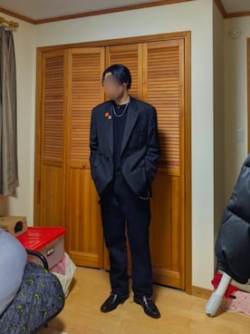 「usedのアイテム（デニムパンツ、ブラック系）」を使った、shunさん（メンズ・177cm）の春コーディネート