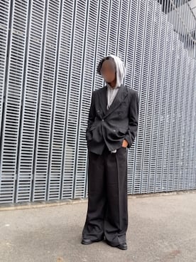 「cussil（クシル）の【cussil/クシル】TRストレッチルーズシルエットハイウエストストレートパンツ/デニムパンツ（スラックス、ブラック系）」を使った、shunさん（メンズ・177cm）の春コーディネート