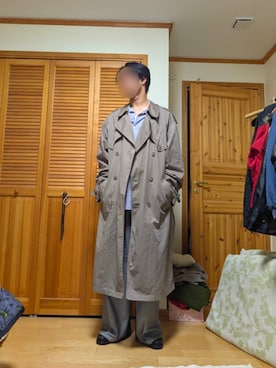 「usedのアイテム（トレンチコート、ベージュ系）」を使った、shunさん（メンズ・177cm）の春コーディネート