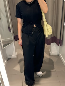 「シンフルコーデ」｜「アイテム（スラックス）」を使った、akaneさん（レディース・153cm）の夏コーディネート
