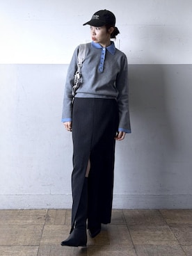 「アイテム（ポロシャツ）」を使った、tampoさん（レディース・159cm）の冬コーディネート