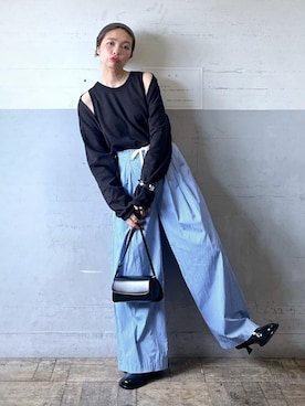 「アイテム（スラックス）」を使った、tampoさん（レディース・159cm）の秋コーディネート