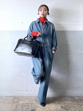 「アイテム（つなぎ/オールインワン）」を使った、tampoさん（レディース・159cm）の秋コーディネート
