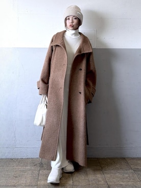 「アイテム（ステンカラーコート）」を使った、tampoさん（レディース・159cm）の冬コーディネート