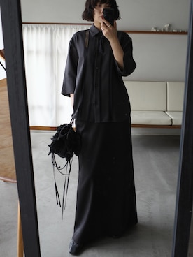 「RIM.ARK（リムアーク）のLace docking SH レース ドッキング シャツ（シャツ/ブラウス、グレー系）」を使った、yoshinosasakiさん（レディース・165cm）の春コーディネート