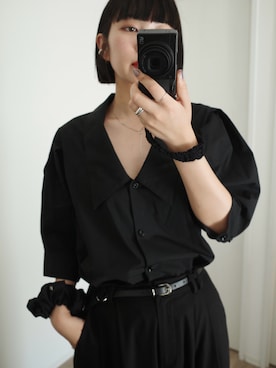 「RIM.ARK（リムアーク）のQuaker collar blouse クエーカーカラーブラウス（シャツ/ブラウス）」を使った、yoshinosasakiさん（レディース・165cm・30代）の夏コーディネート