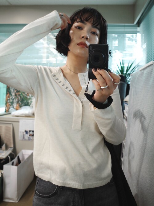 RIM.ARK ニット セーター Hook design silk blend knit ホックデザイン