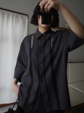 「RIM.ARK（リムアーク）のLace docking SH レース ドッキング シャツ（シャツ/ブラウス、グレー系）」を使った、yoshinosasakiさん（レディース・165cm）の春コーディネート