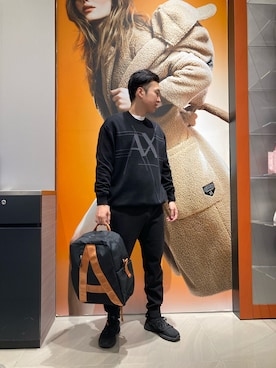 「ARMANI EXCHANGE（アルマーニエクスチェンジ）のアイテム（スウェットパンツ）」を使った、zawa.yさん（メンズ・182cm）の秋コーディネート