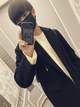 「CULLNI（クルニ）のアイテム（チェスターコート）」を使った、ルカさん（メンズ・181cm）の冬コーディネート