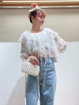 「アイテム（その他ヘアアクセサリー）」を使った、FURFURさん（レディース・154cm）の夏コーディネート