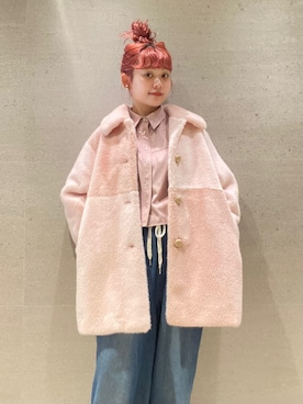 「アイテム（ステンカラーコート）」を使った、FURFURさん（レディース・154cm）の夏コーディネート