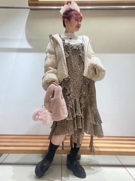 「アイテム（その他ヘアアクセサリー）」を使った、FURFURさん（レディース・154cm）の秋コーディネート