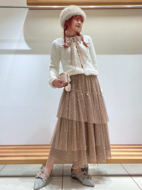 FURFUR ファーファー ラメチュールドレス ロングスリーブ キラキラドレス FURFUR ファーファー ラメチュールドレス ロングスリーブ キラキラドレス