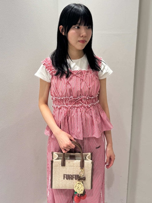 WEB・一部店舗限定カラー】ギンガムチェックシャーリングブラウス