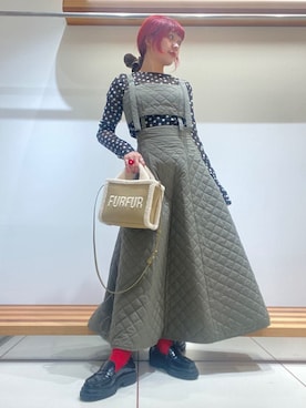 「アイテム（その他ヘアアクセサリー）」を使った、FURFURさん（レディース・154cm）の秋コーディネート