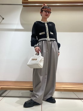 「刺繍」｜「アイテム（トートバッグ）」を使った、FURFURさん（レディース・154cm）の春コーディネート