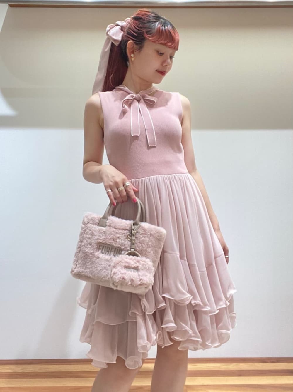 FURFURピンク チュール キャミワンピース fur fur - 新品タグ付