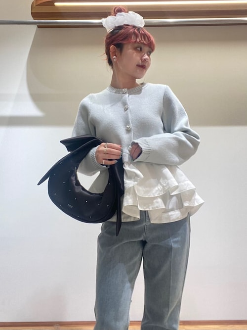 WEB限定カラー】ペプラムレイヤードカーディガン（カーディガン/ボレロ