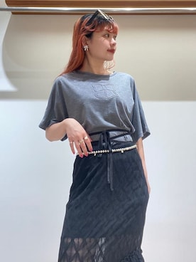 「刺繍」｜「アイテム（スカート）」を使った、FURFURさん（レディース・154cm）の春コーディネート