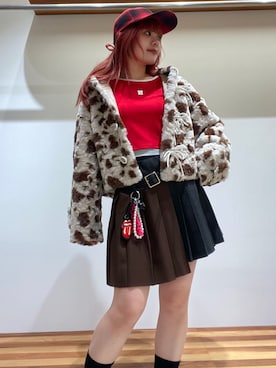 「アイテム（ダッフルコート）」を使った、FURFURさん（レディース・154cm）の秋コーディネート