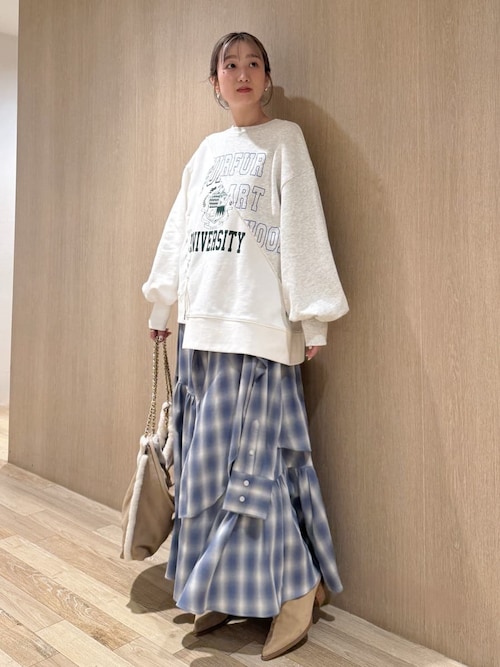 シャツドッキングチェックスカート（スカート）｜FURFUR（ファーファー