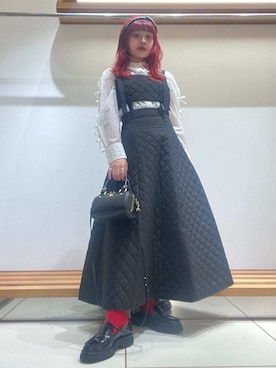 「アイテム（カチューシャ）」を使った、FURFURさん（レディース・154cm）の秋コーディネート