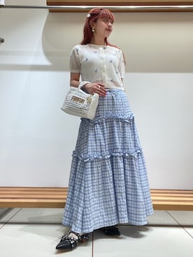 「アイテム（イヤリング、ホワイト系）」を使った、FURFURさん（レディース・154cm）の夏コーディネート