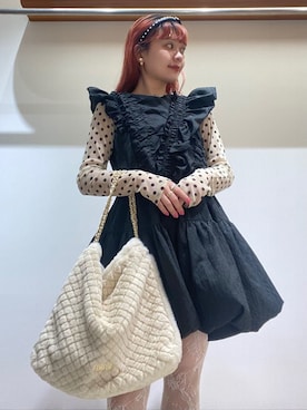 「低身長」｜「アイテム（ドレス）」を使った、FURFURさん（レディース・154cm）の秋コーディネート