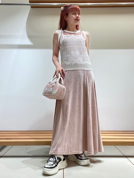 「刺繍」｜「アイテム（サンダル）」を使った、FURFURさん（レディース・154cm）の夏コーディネート