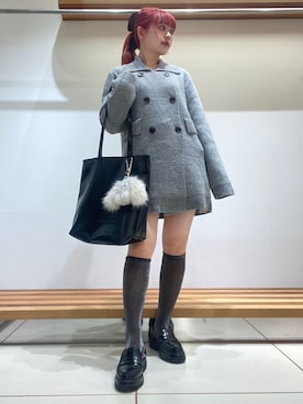 「アイテム（ピーコート）」を使った、FURFURさん（レディース・154cm）の秋コーディネート
