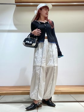 「刺繍」｜「アイテム（帽子）」を使った、FURFURさん（レディース・154cm）の夏コーディネート