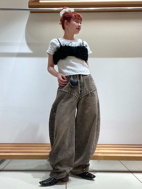 「刺繍」｜「アイテム（パンプス）」を使った、FURFURさん（レディース・154cm）の夏コーディネート