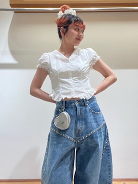 「刺繍」｜「アイテム（パンプス）」を使った、FURFURさん（レディース・154cm）の春コーディネート