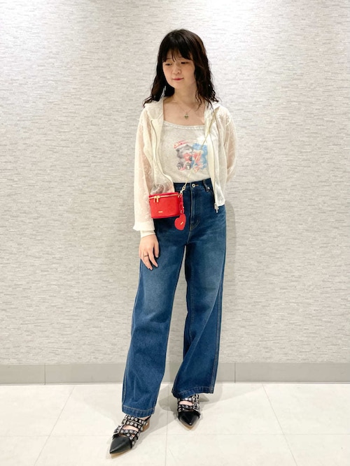 GUCCI　ビタミンカラー　鮮やか　ストレート　パンツ　デニム　リボン　ロゴ GUCCI - 未使用 グッチ GUCCI パンツ デニムパンツ バギーパンツ