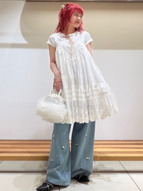 未使用♥タグ付 YOIM ファーファー ワンピース チュニック 刺繍 レース FURFUR（ファーファー） ワンピース レースデザインチュニック