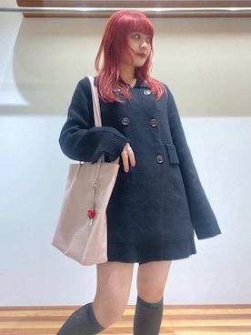 「アイテム（ピーコート）」を使った、FURFURさん（レディース・154cm）の秋コーディネート
