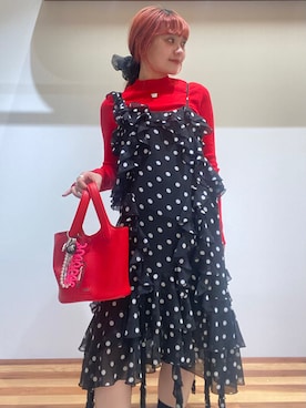 「アイテム（その他ヘアアクセサリー）」を使った、FURFURさん（レディース・154cm）の秋コーディネート