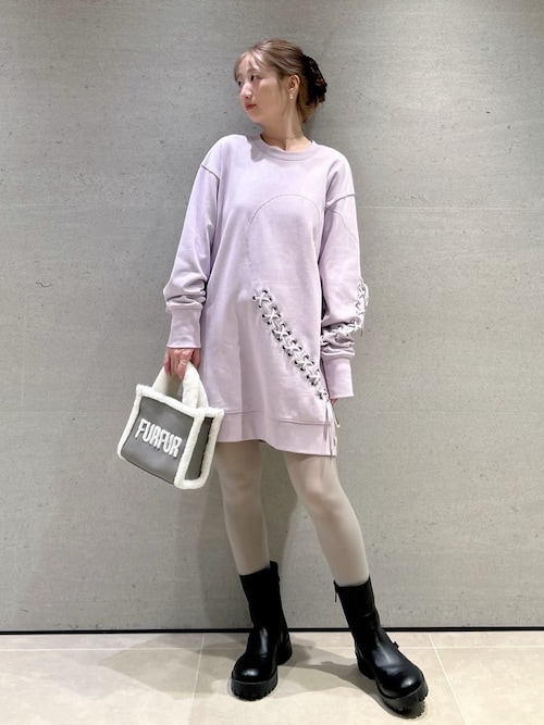ファーファー FURFUR ハートレースアップスウェットワンピース ハートレースアップスウェットワンピース（マキシ丈/ロング