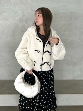 「アイテム（ダッフルコート）」を使った、FURFURさん（レディース・157cm）の秋コーディネート