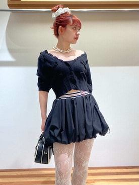 「刺繍」｜「アイテム（スカート）」を使った、FURFURさん（レディース・154cm）の夏コーディネート