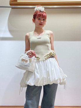 「刺繍」｜「アイテム（パンプス）」を使った、FURFURさん（レディース・154cm）の夏コーディネート