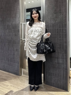 「JEANASIS（ジーナシス）のワッフルフレアパンツ/1045803（スウェットパンツ、ブラック系）」を使った、uta__17さん（レディース）の夏コーディネート