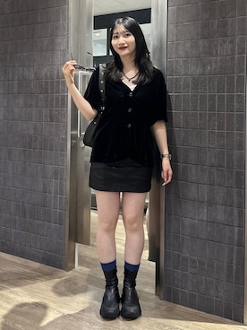 「アイテム（ノーカラーコート、ブラック系）」を使った、uta__17さん（レディース・155cm）の秋コーディネート