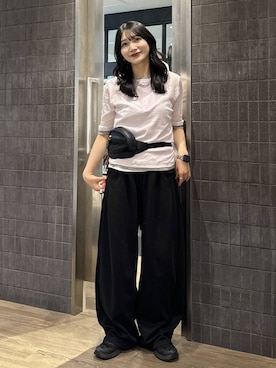 「JEANASIS（ジーナシス）の3カラーレイヤードヘンリー2P SS/1023352（Tシャツ/カットソー、ピンク系）」を使った、uta__17さん（レディース）の夏コーディネート