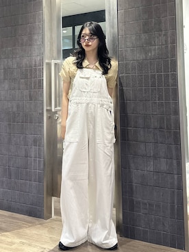 「JEANASIS（ジーナシス）のシアージャガードシャーリングシャツSS/859249（シャツ/ブラウス、ベージュ系）」を使った、uta__17さん（レディース）の夏コーディネート