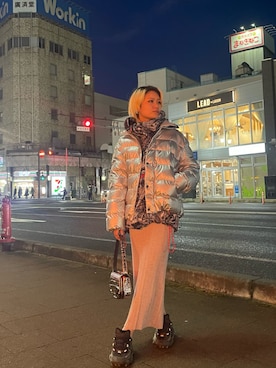 「アイテム（ナイロンジャケット、シルバー系）」を使った、YUIなさん（レディース・158cm）の秋コーディネート