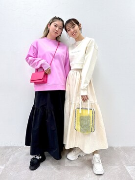 「お揃いコーデ」｜「アイテム（スウェット）」を使った、forever21_officialさん（レディース・165cm）の春コーディネート