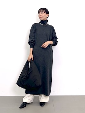 「ウエストゴム」｜「アイテム（ワンピース/ドレス）」を使った、AMIさん（レディース・159cm）の秋コーディネート